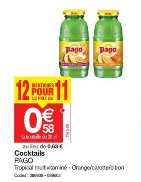 Cocktails Pago 12 Pour Le Prix De 11