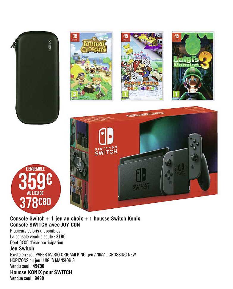 console switch + 1 jeu au choix + 1 housse switch konix console switch avec joy con