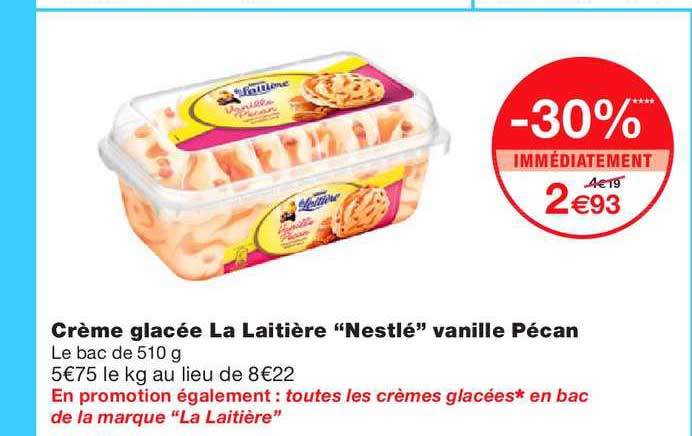 Crème Glacée La Laitière Nestlé Vanille Pécan