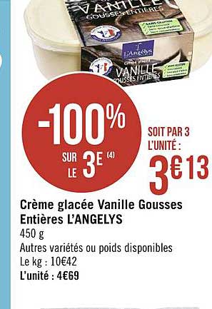 crème glacée vanille gousse entières l angelys -100% sur le 3e