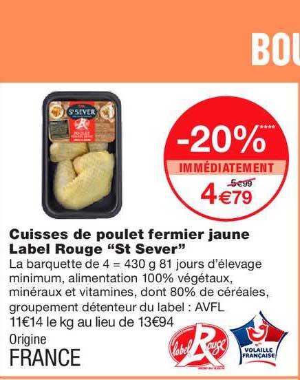 Cuisses De Poulet Fermier Jaune St Sever Label Rouge