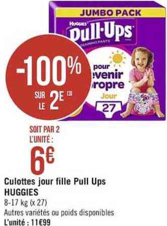 Culottes Jour Fille Pull Ups Huggies -100% Sur Le 2e