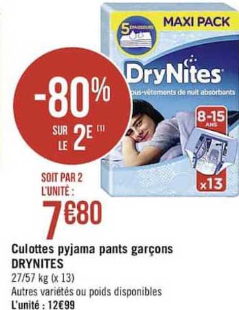 culottes pyjama pants garçons drynites -80% sur le 2e