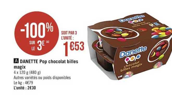 danette pop chocolat billes magix -100% sur le 3e