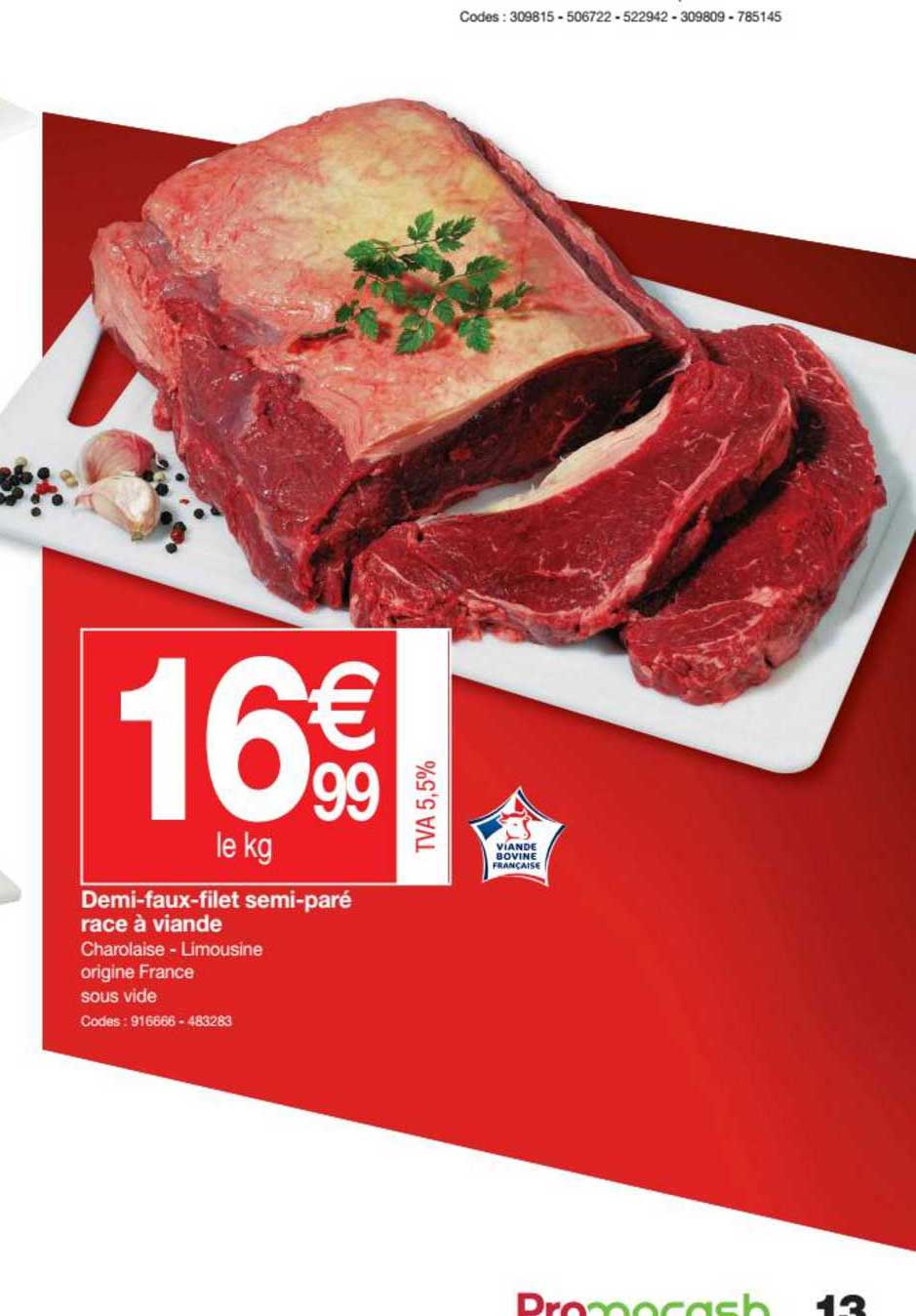 demi faux filet semi paré race à viande