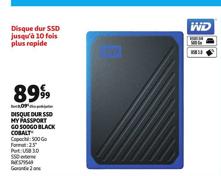 disque dur ssd my passport go 500go black cobalt wd