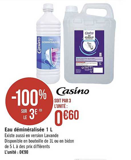 eau déminéralisée 1 litre