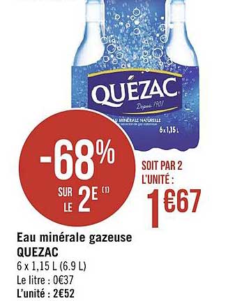 Eau Minérale Gazeuse Quézac -68% Sur Le 2e