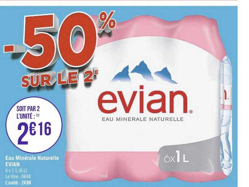 Eau Minérale Naturelle Evian -50% Sur Le 2e