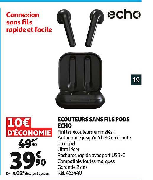 ecouteurs sans fils pods echo