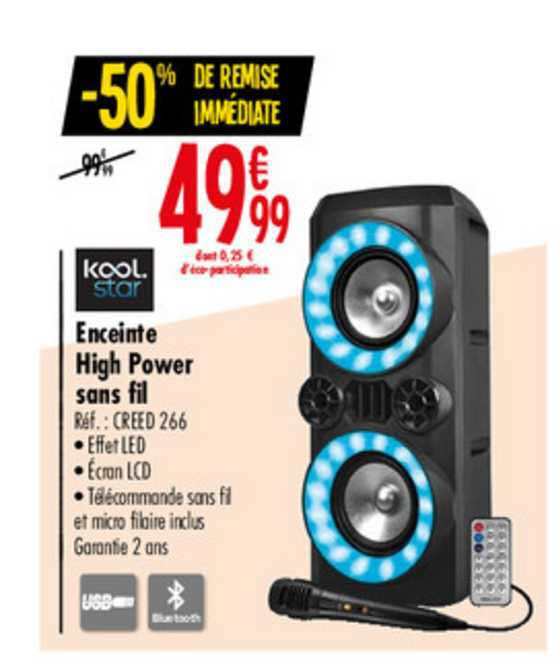 enceinte high power sans fil koolstar -50% de remise immédiate