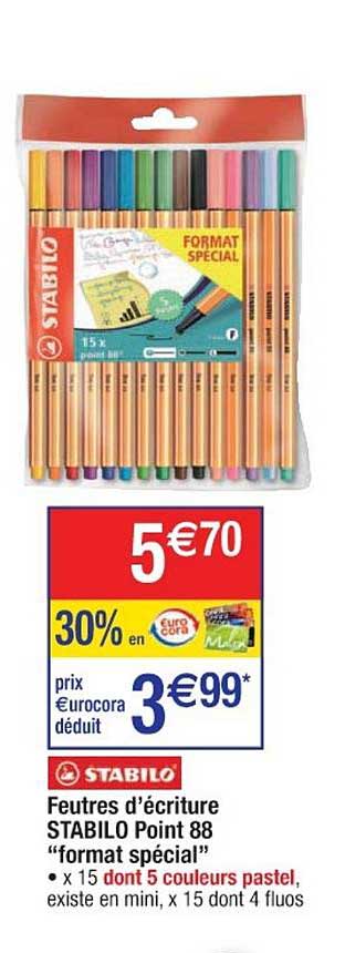 feutres d'écriture stabilo point 88 format spécial