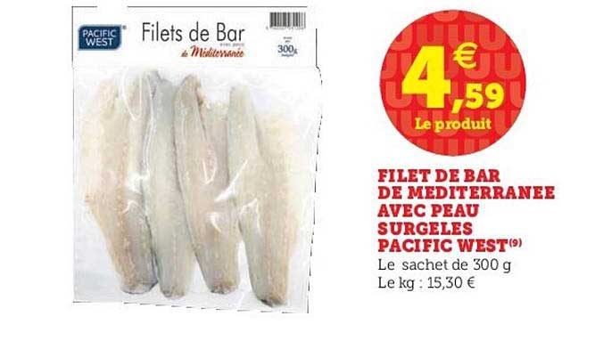 filet de bar de méditerranée avec peau surgelés pacific west