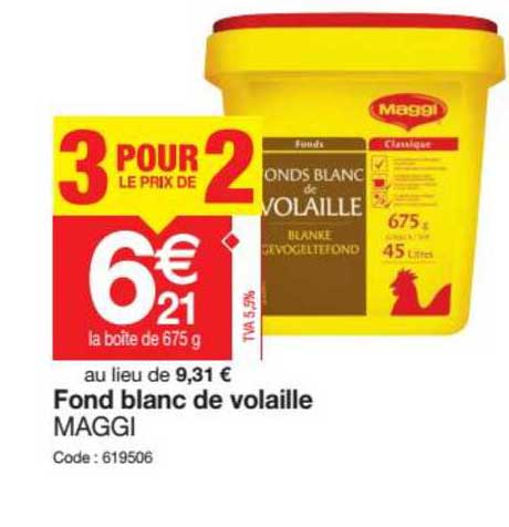 fond blanc de volaille maggi 3 pour le prix de 2