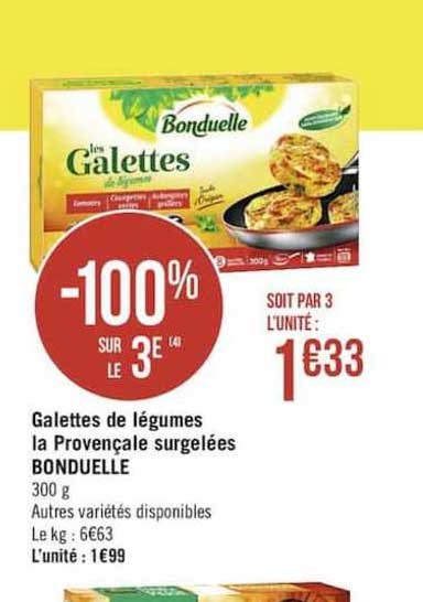 Galettes De Légumes La Provençale Surgelées Bonduelle -100% Sur Le 3e