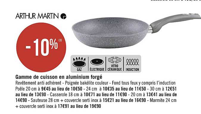 gamme de cuisson en aluminium forgé arthur martin