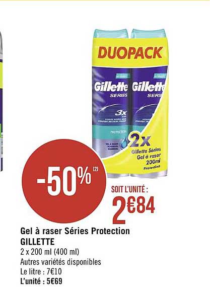gel à raser séries protection gillette