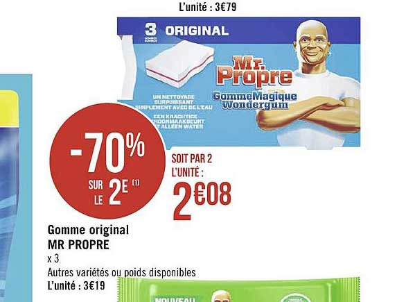 gomme original mr propre -70% sur le 2e