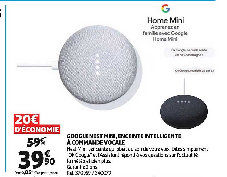 googel nest mini enceinte intelligente à commande vocale home mini