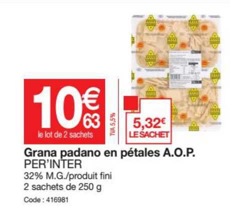 grana padano en pétales aop per inter