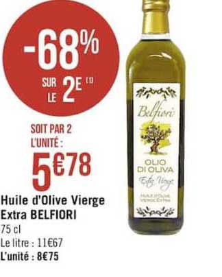 huile d'olive vierge extra belfiori -68% sur le 2e