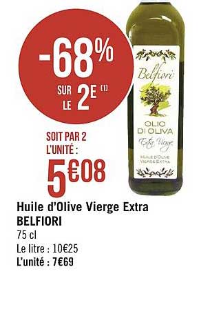huile d olive vierge extra belfiori -68% sur le 2e