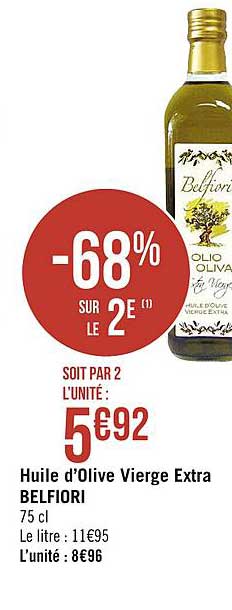 huile d olive vierge extra belfiori -68% sur le 2ème