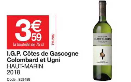 igp côtes de gascogne colombard et ugni haut marin
