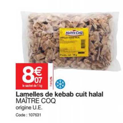 lamelles de kebab cuit halal maître coq