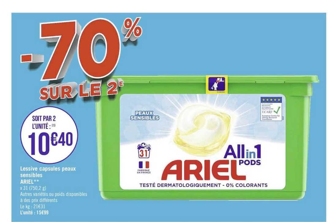 lessive capsules peaux sensibles -70% sur le 2e