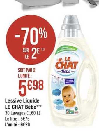 Lessive Liquide Le Chat Bébé -70% Sur Le 2e