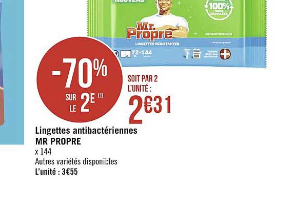 lingettes antibactériennes mr propre -70% sur le 2e