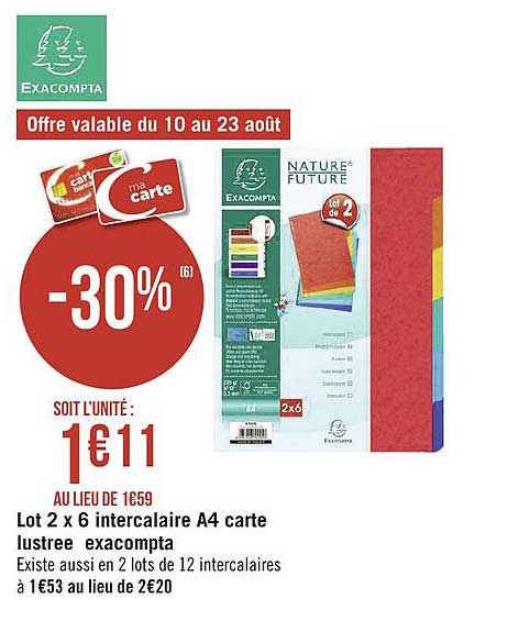 lot de 2x6 intercalaire a4 exacompta