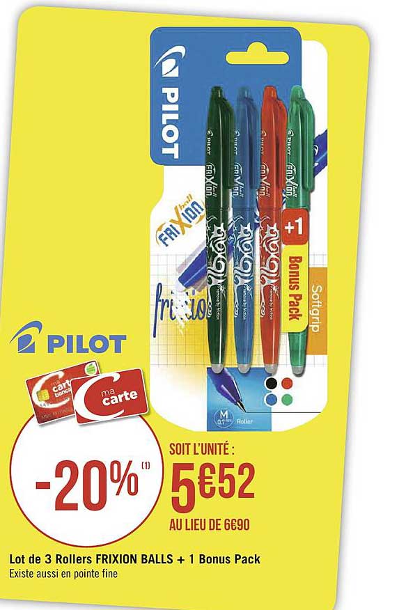 lot de 3 rollers frixion balls + 1 bonus pack pilot
