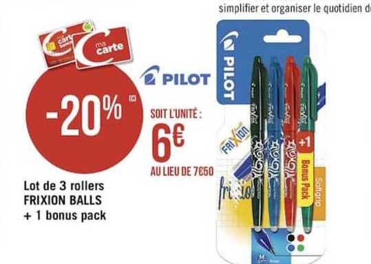 lot de 3 rollers frixion balls + 1 bonus pack pilot