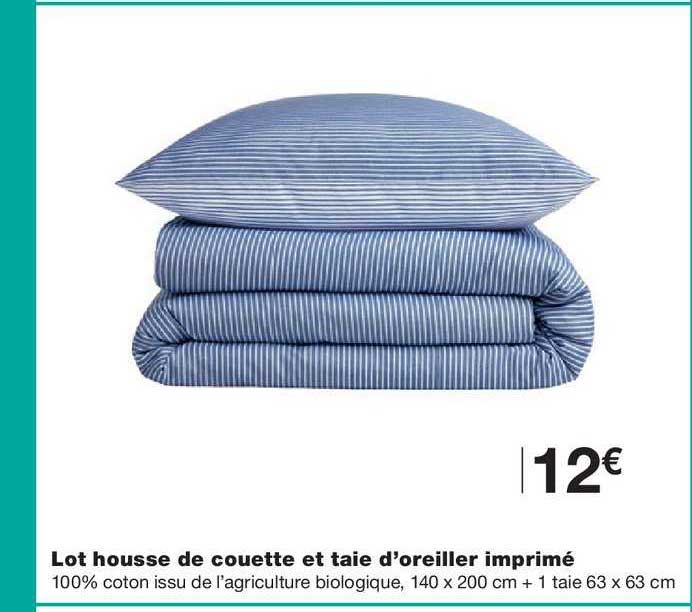 lot housse de couette et taie d'oreiller imprimé