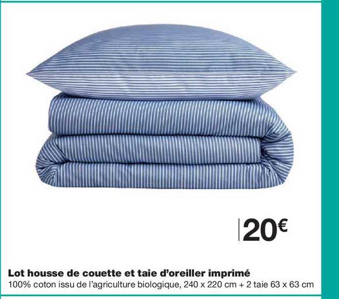 lot housse de couette et taie d'oreiller imprimé
