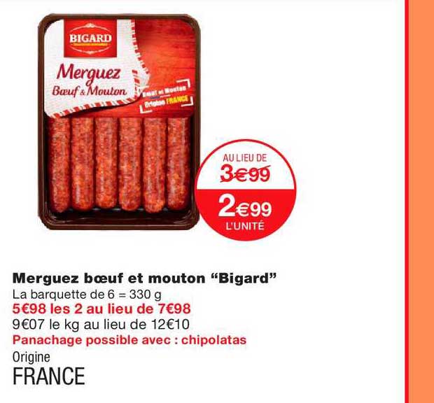 merguez bœuf et mouton bigard