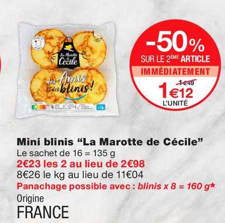 mini blinis la marotte de cécile -50% sur le 2ème article