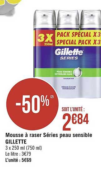 Mousse à Raser Séries Peau Sensible Gillette
