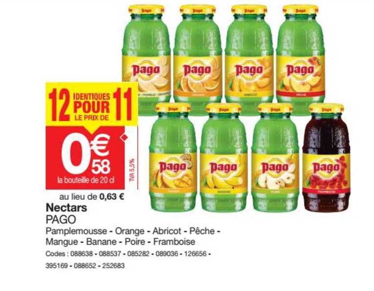 nectars pago 12 pour le prix de 11