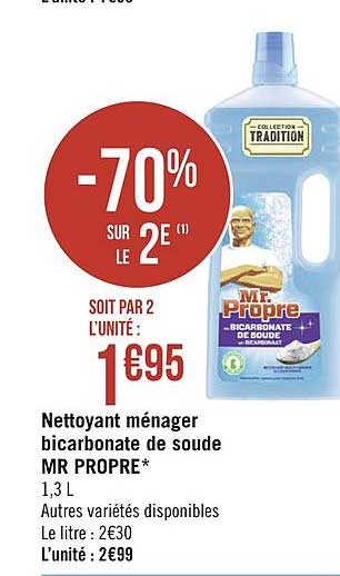 nettoyant ménager bicarbonate de soude mr propre -70% sur le 2e