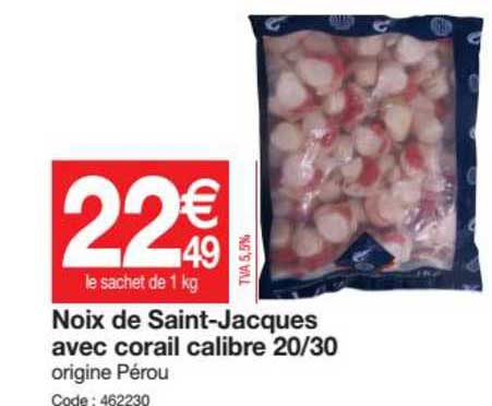 noix de saint jacques avec corail calibre 20 30