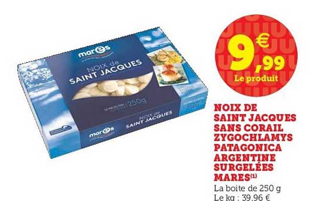 noix de saint jacques sans corail surgelées zygochlamys patagonica argentine mares