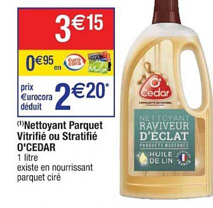 o'cedar nettoyant raviveur d'éclat parquet vitrifié ou stratifié