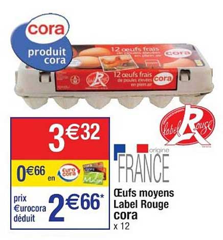 oeufs moyens label rouge cora
