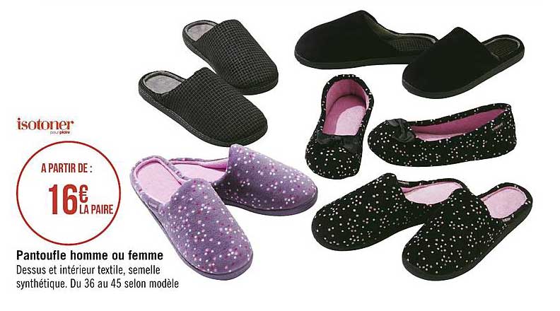 pantoufle homme ou femme isotoner