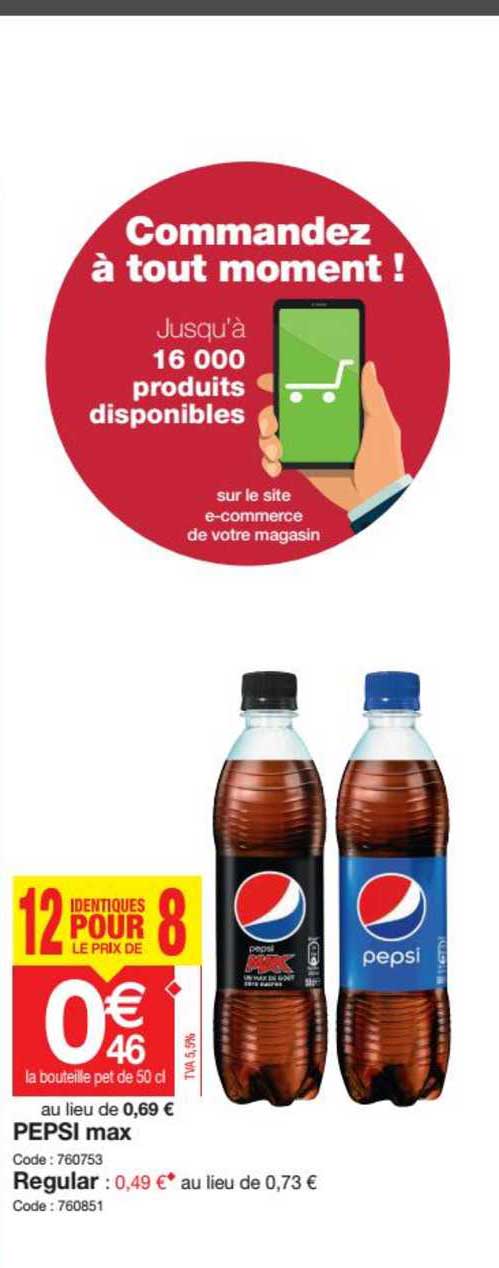 pepsi max regular 12 pour le prix de 8