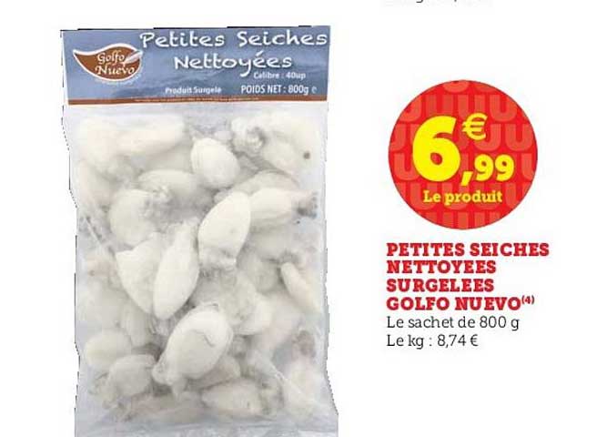 petites seiches nettoyées surgelées golfo nuevo