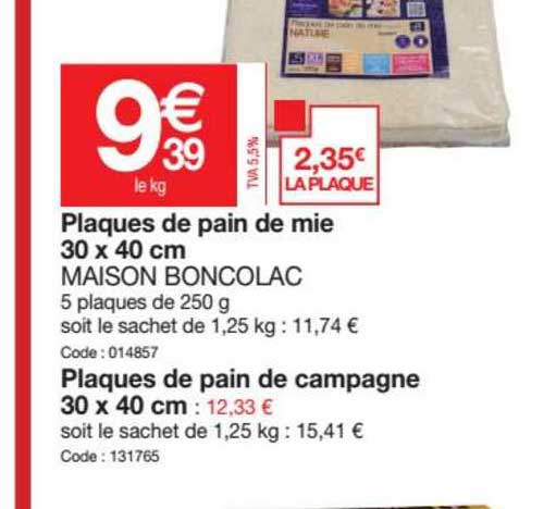 Plaques De Pain De Mie Maison Boncolac